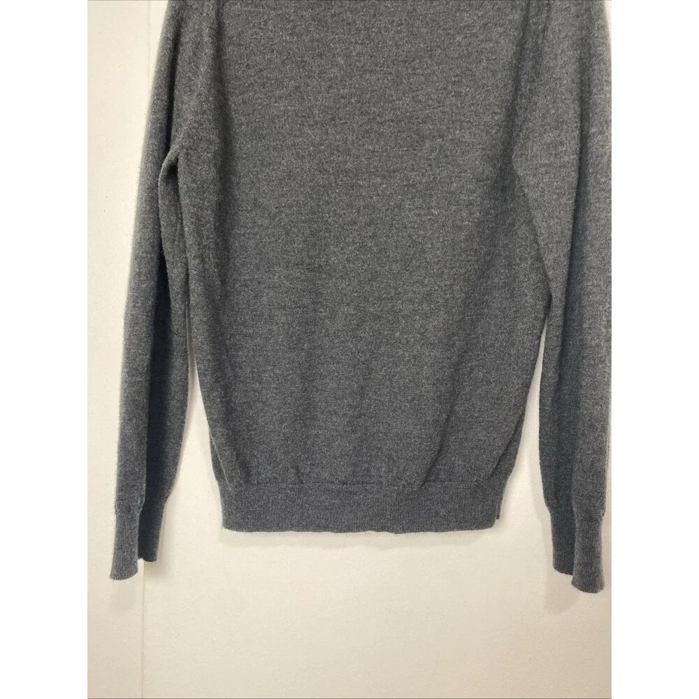 J. Crew Sweater Top Size M 100% Merino Wool Womens Dark Gray V Neck Soft Slim